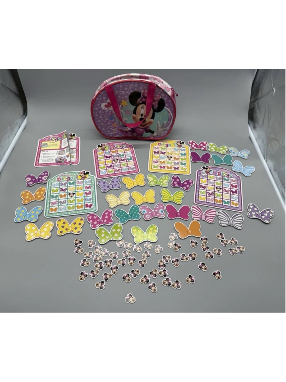 Minnie Mouse Bow Bingo Game With Pink Carry Bag